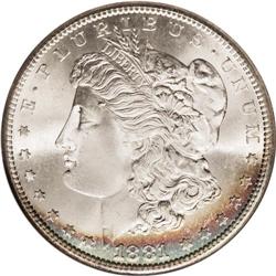 1881-S S$1 MS68 NGC. Thin crescents of ice-blue, magen 