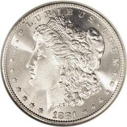 1881-S S$1 MS68 NGC. Ebullient cartwheel luster bursts 