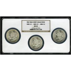 Set of Three Carson City Morgan Dollars MS65 NGC. House 