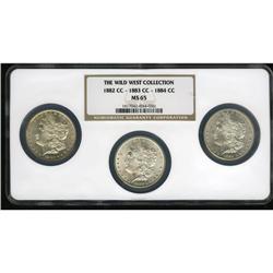 Set of Three Carson City Morgan Dollars MS65 NGC. An at 