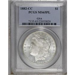 1882-CC S$1 MS65 Prooflike PCGS. Ex: GSA. This intrica 