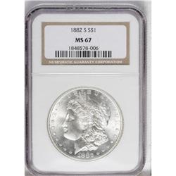 1882-S S$1 MS67 NGC. Fully struck throughout, the surf 