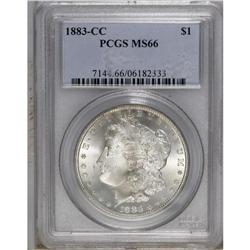 1883-CC S$1 MS66 PCGS. A well-preserved and brilliant 