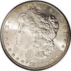 1883-S S$1 MS63 PCGS. Tinges of amber, blue, and russe 