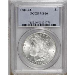 1884-CC S$1 MS66 PCGS. Brilliant and frosty silver sur 