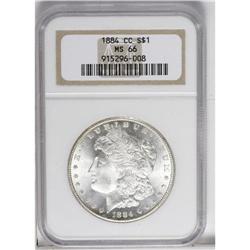 1884-CC S$1 MS66 NGC. Hints of rose and golden-brown c 