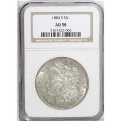 1884-S S$1 AU58 NGC. Highly lustrous with just a touch 