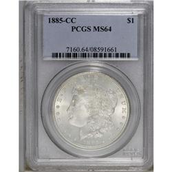 1885-CC S$1 MS64 PCGS. A fully brilliant near-Gem exam 