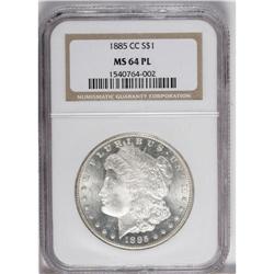 1885-CC S$1 MS64 Prooflike NGC. Moderate reflectivity 