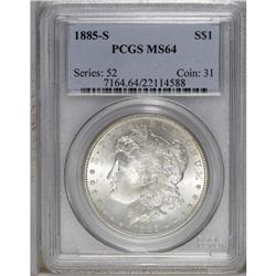 1885-S S$1 MS64 PCGS. A nicely struck and virtually un 