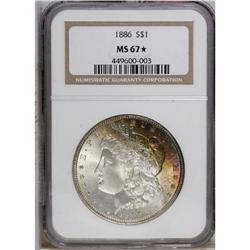 1886 S$1 MS67 S NGC. The reverse is fully toned in vi 