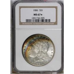 1886 S$1 MS67 S NGC. Splendid golden-brown, powder-bl 