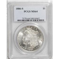 1886-S S$1 MS64 PCGS. The obverse of this near-Gem is 
