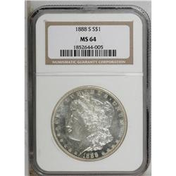 1888-S S$1 MS64 NGC. Light haze covers each side of th 