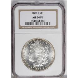 1888-S S$1 MS64 Prooflike NGC. Flashy and untoned in t 