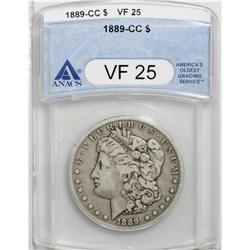 1889-CC S$1 VF25 ANACS. Moderately worn with only a fe 