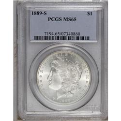 1889-S S$1 MS65 PCGS. An essentially brilliant Gem, st 