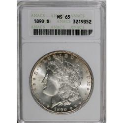 1890 S$1 MS65 ANACS. Sharply struck and fully lustrous 