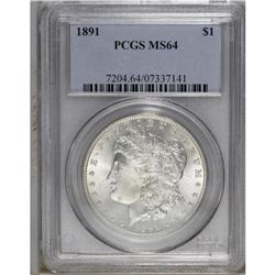 1891 S$1 MS64 PCGS. Waves of golden-brown and ocean-bl 