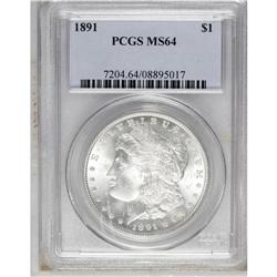 1891 S$1 MS64 PCGS. Practically untoned with pretty lu 