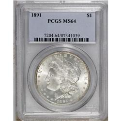 1891 S$1 MS64 PCGS. Boldly struck and highly lustrous, 