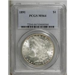 1891 S$1 MS64 PCGS. Lustrous and sharply struck, with 