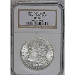 1891 S$1 --DDO Ear--MS64 NGC. VAM-2. A Top 100 Variety. 