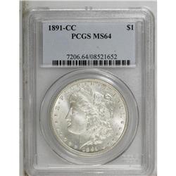 1891-CC S$1 MS64 PCGS. VAM-6. STATES OF AMERICA and TR 