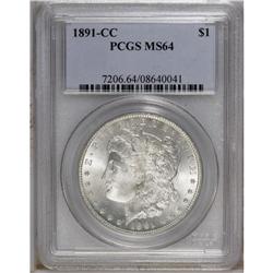 1891-CC S$1 MS64 PCGS. Traces of mint frost appear on 