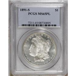 1891-S S$1 MS65 Prooflike PCGS. A moderately reflectiv 