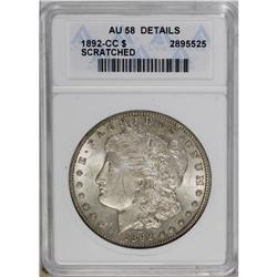 1892-CC S$1 --Scratched--ANACS. AU58 Details. Light scr 