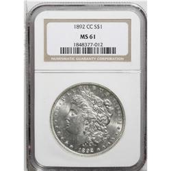 1892-CC S$1 MS61 NGC. The moderately abraded obverse h 