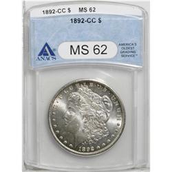 1892-CC S$1 MS62 ANACS. A nicely struck piece that has 