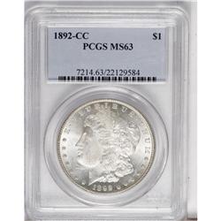 1892-CC S$1 MS63 PCGS. Select and well struck with pre 