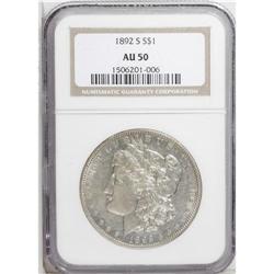 1892-S S$1 AU50 NGC. A lightly worn example that sport 