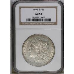 1892-S S$1 AU53 NGC. A well struck example with light 