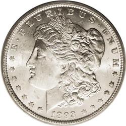 1893 S$1 MS64 PCGS. Delicate tan toning visits this lu 