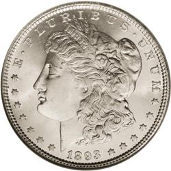 1893 S$1 MS65 NGC. Blast white and highly appealing fo 