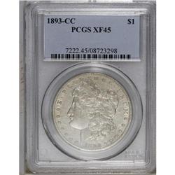 1893-CC S$1 XF45 PCGS. A lightly worn silver-gray exam 