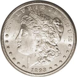 1893-CC S$1 MS62 PCGS. A beautiful and somewhat proofl 