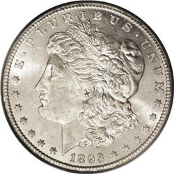 1893-CC S$1 MS63 PCGS. Brilliant, highly lustrous, and 