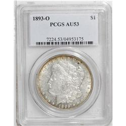 1893-O S$1 AU53 PCGS. Orange and dark brown toning app 