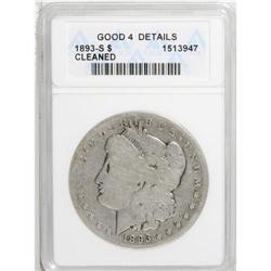 1893-S S$1 --Cleaned--ANACS. Good 4 Details. A heavily 
