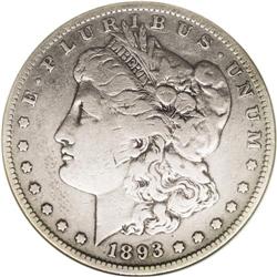 1893-S S$1 --Cleaned--ANACS. Fine 12 Details. Ice-blue 