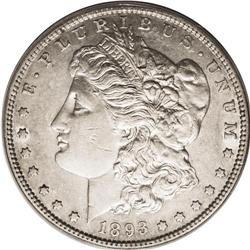 1893-S S$1 AU50 PCGS. This piece boasts superior cartw 