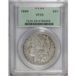 1894 S$1 VF25 PCGS. Chestnut-brown toning drapes this 