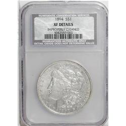 1894 S$1 --Improperly Cleaned--NCS. XF Details. A hairl 
