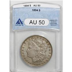 1894 S$1 AU50 ANACS. This piece has light, even wear o 