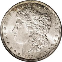 1894 S$1 AU58 PCGS. Off-the-charts eye appeal, with ra 