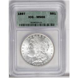 1897 S$1 MS66 ICG. This faintly toned and nicely struc 
